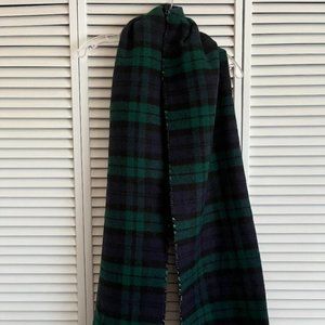 Mud Pie reversible blanket scarf plaid & houndstooth navy, green, black & white